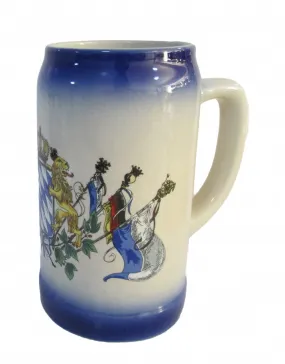 1 Liter Stoneware Tankard German Beer Stein with Cobalt Blue Fade