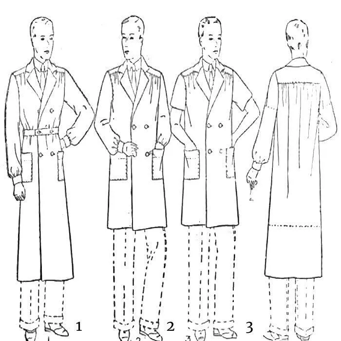 1930s Pattern, Men's Trench Coat - Chest 36" (91.4cm)