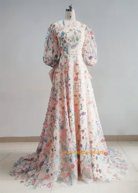 3D Floral Lace Bridal Dress