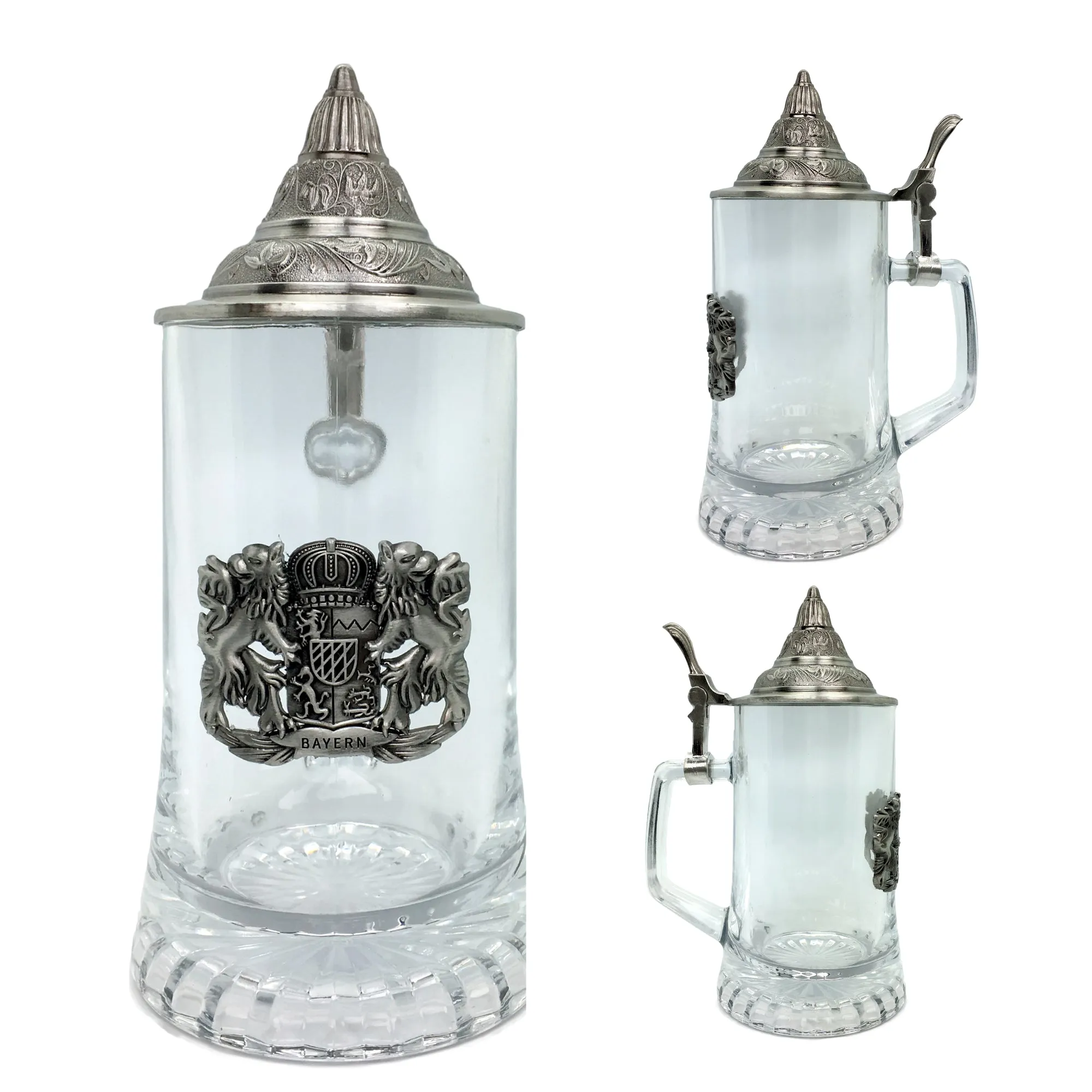 .5L Bayern Medallion Lidded Glass Mug