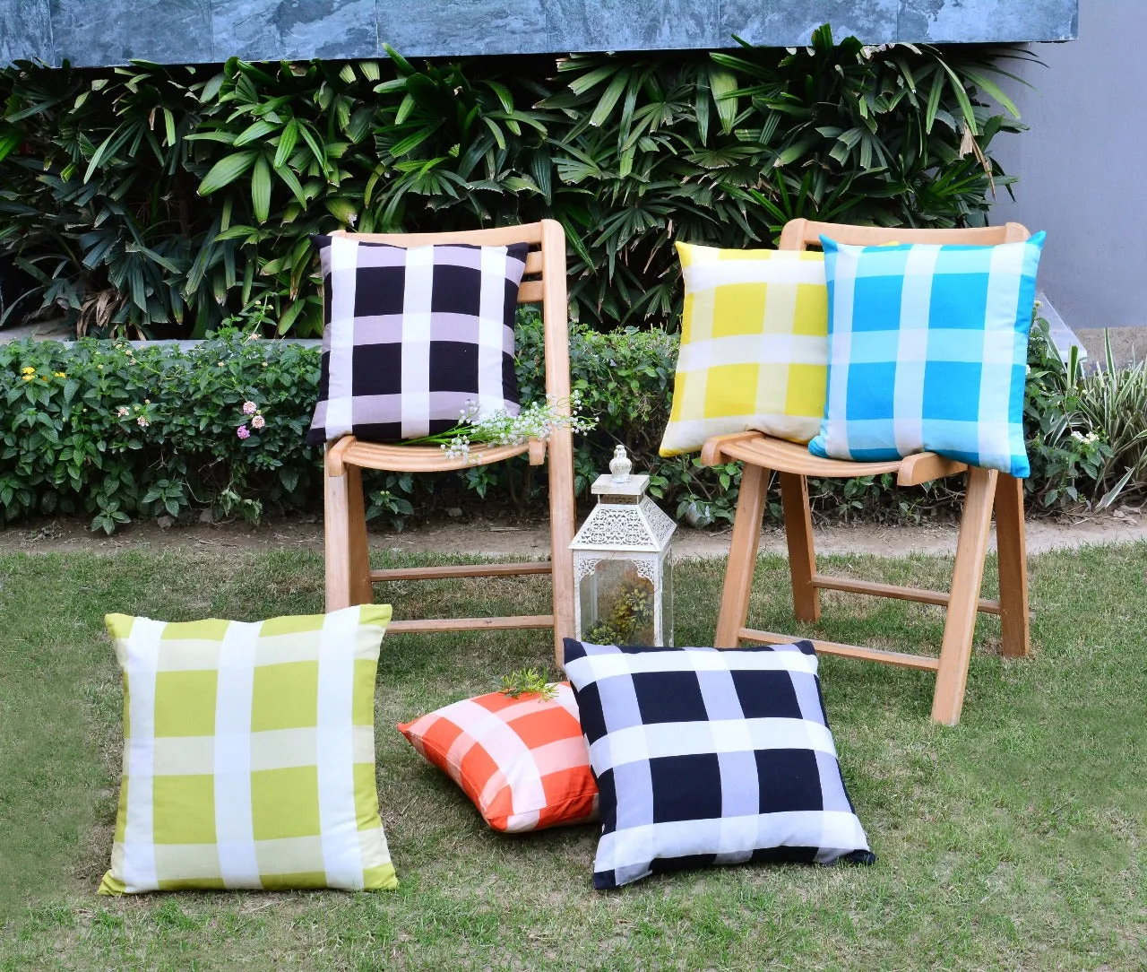 6 PCs Digital Printed Cotton Cushions- Check Box