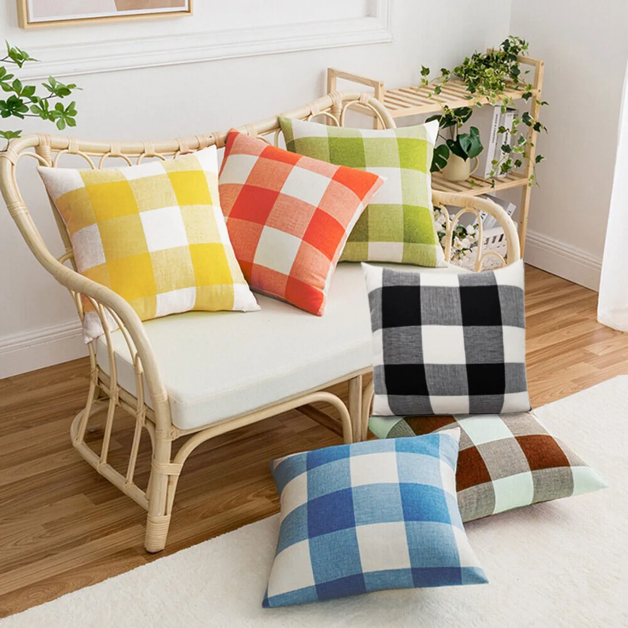 6 PCs Digital Printed Cotton Cushions- Check Box