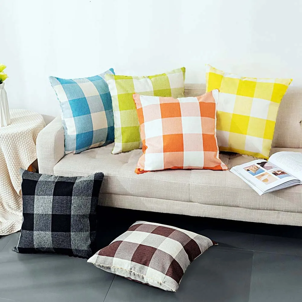 6 PCs Digital Printed Cotton Cushions- Check Box