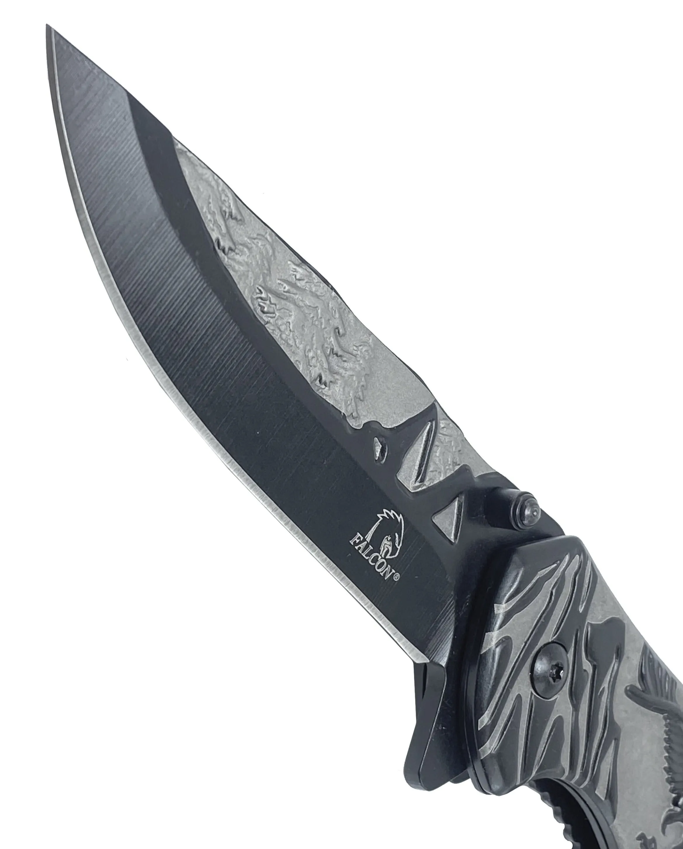 8" Overall Knife w Grey/Black Eagle Design