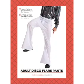 Adult White Disco Flare Pants - L/XL