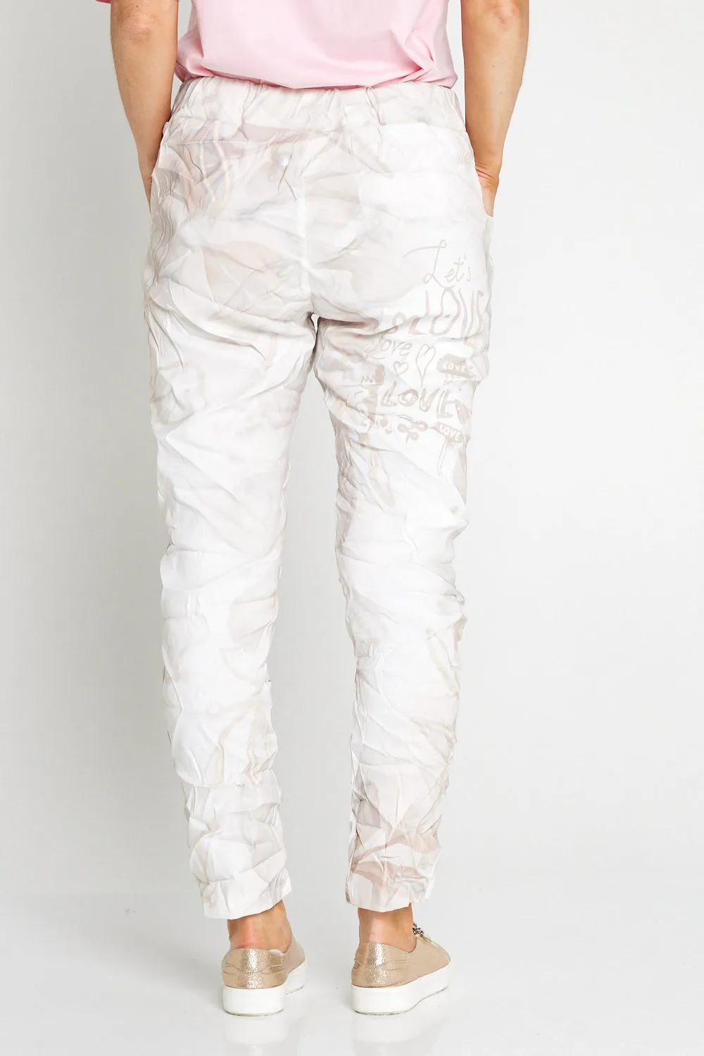 Alina Pants - White/Peach Bouquet