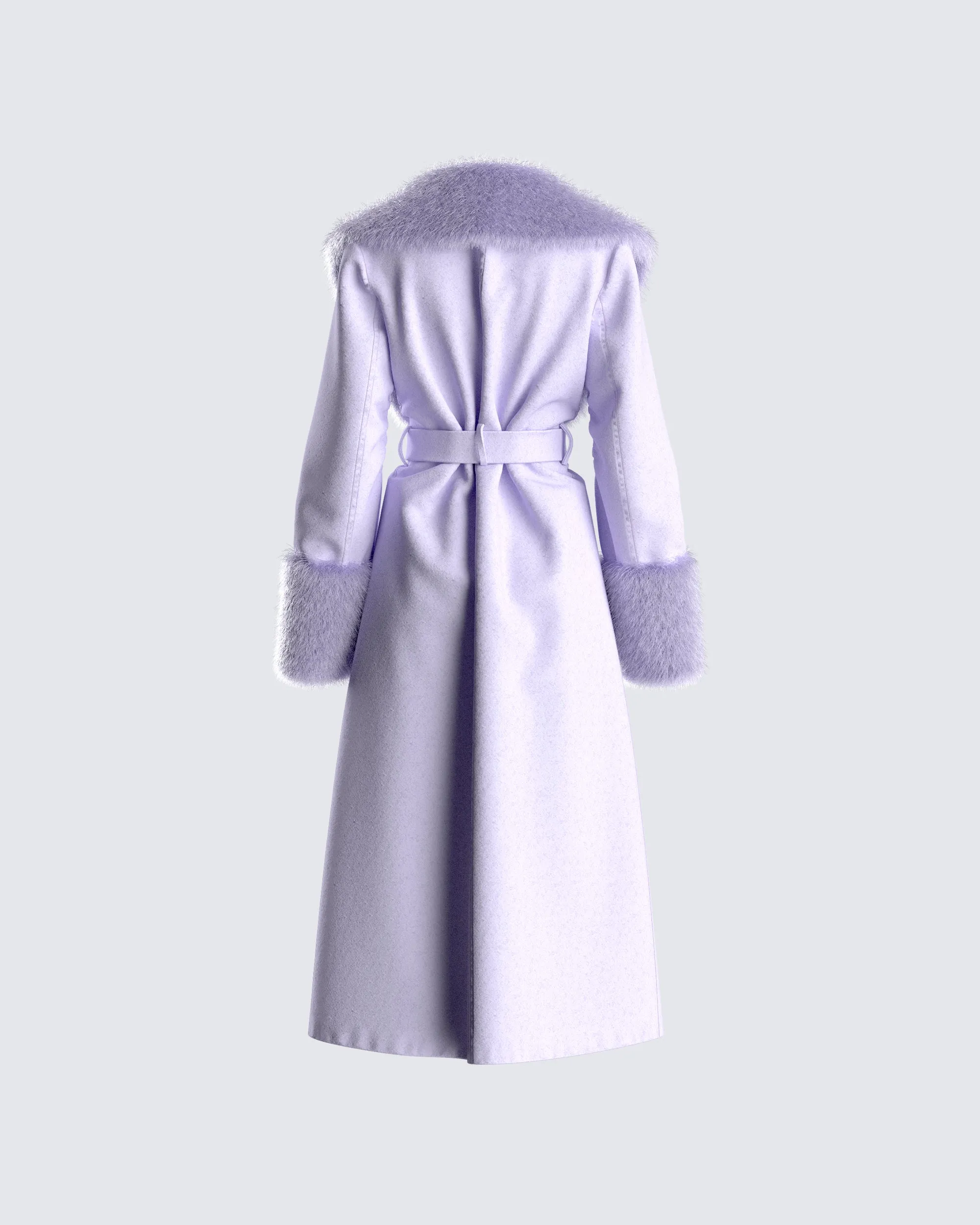 Anika Lavender Vegan Fur Trim Coat