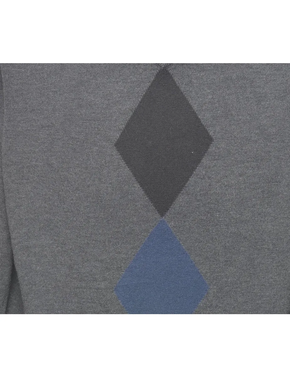 Argyle Dark Grey Jumper - M