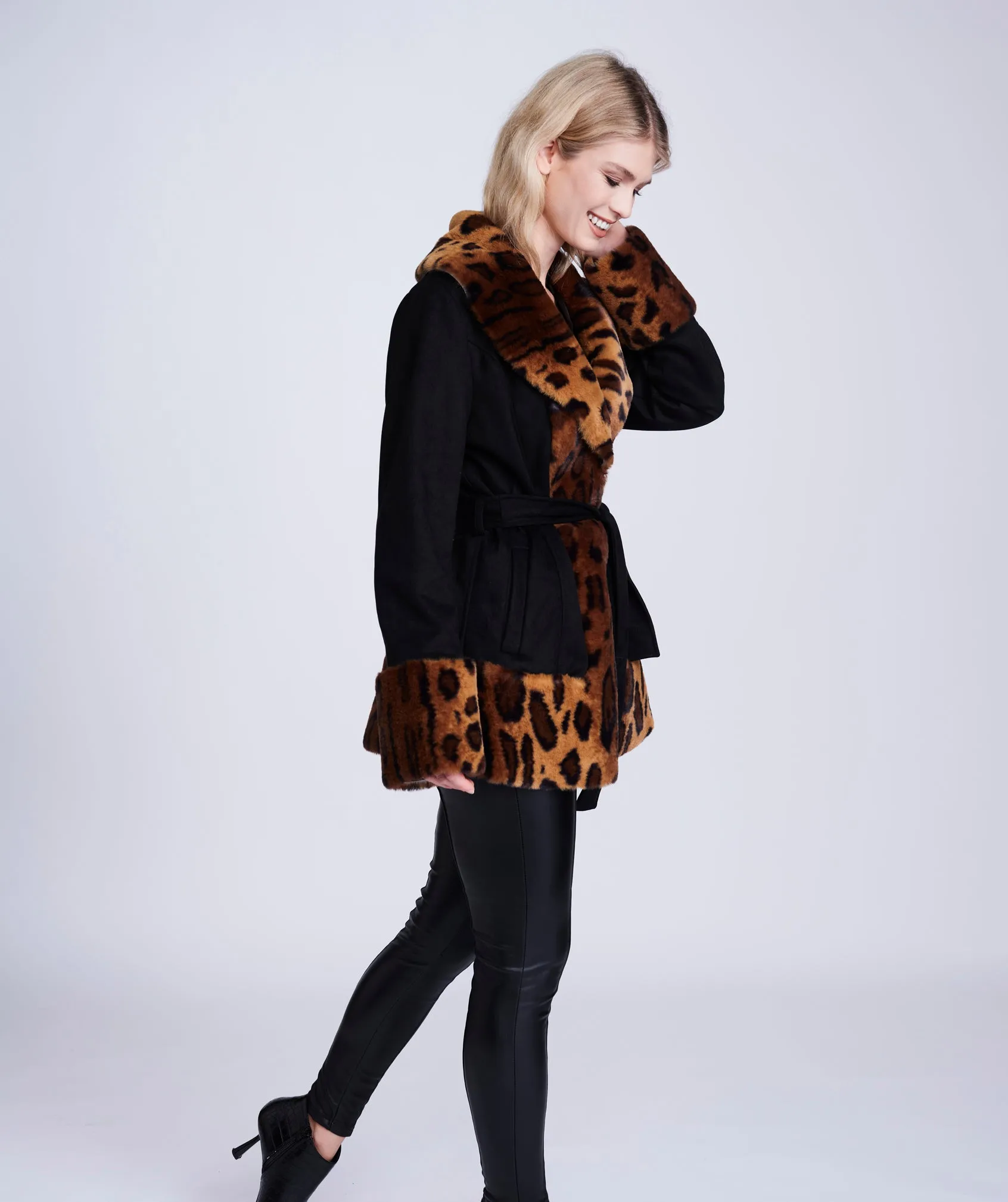 Ariella Coat - Black/leopard