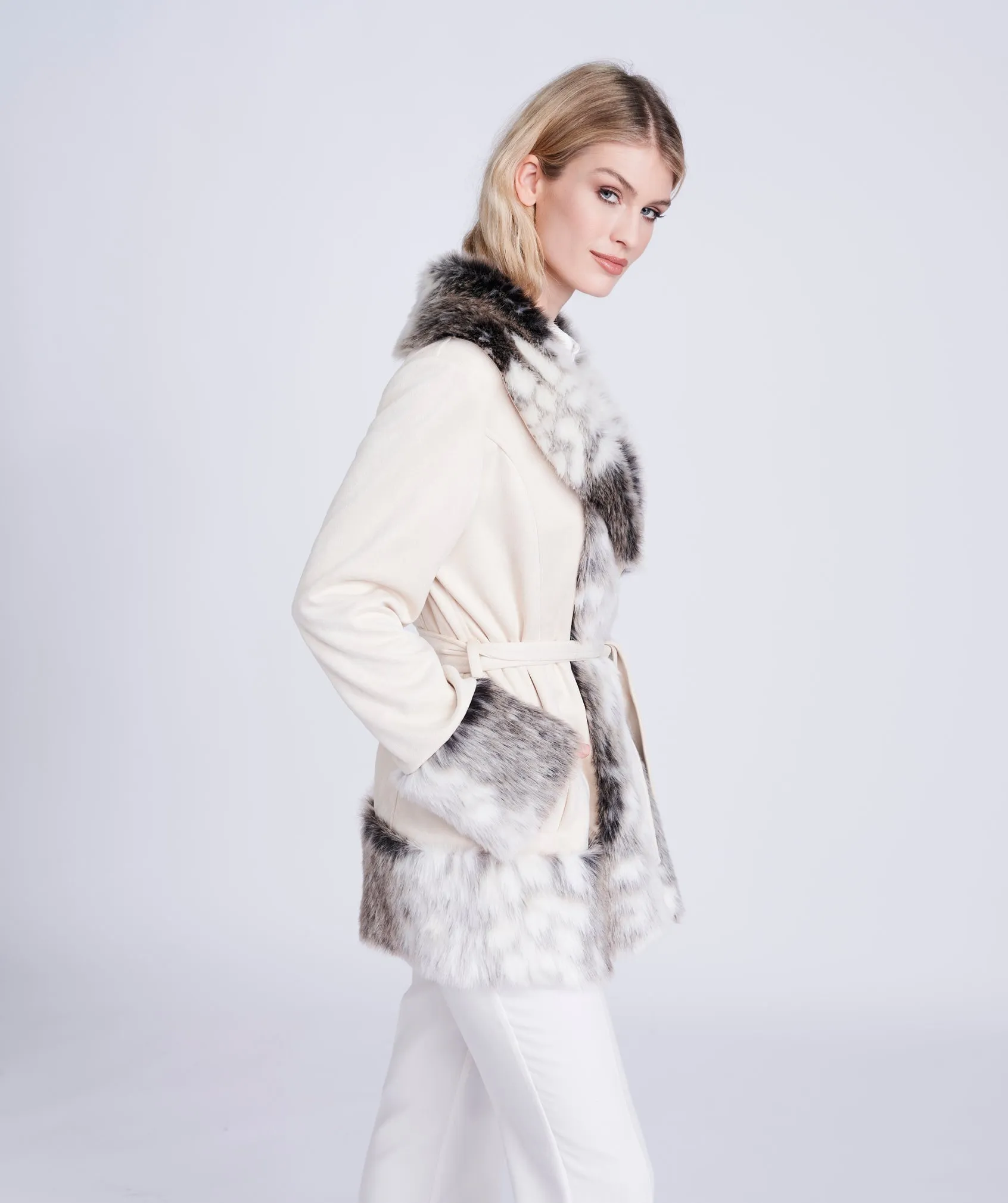 Ariella Coat - Snow/leopard