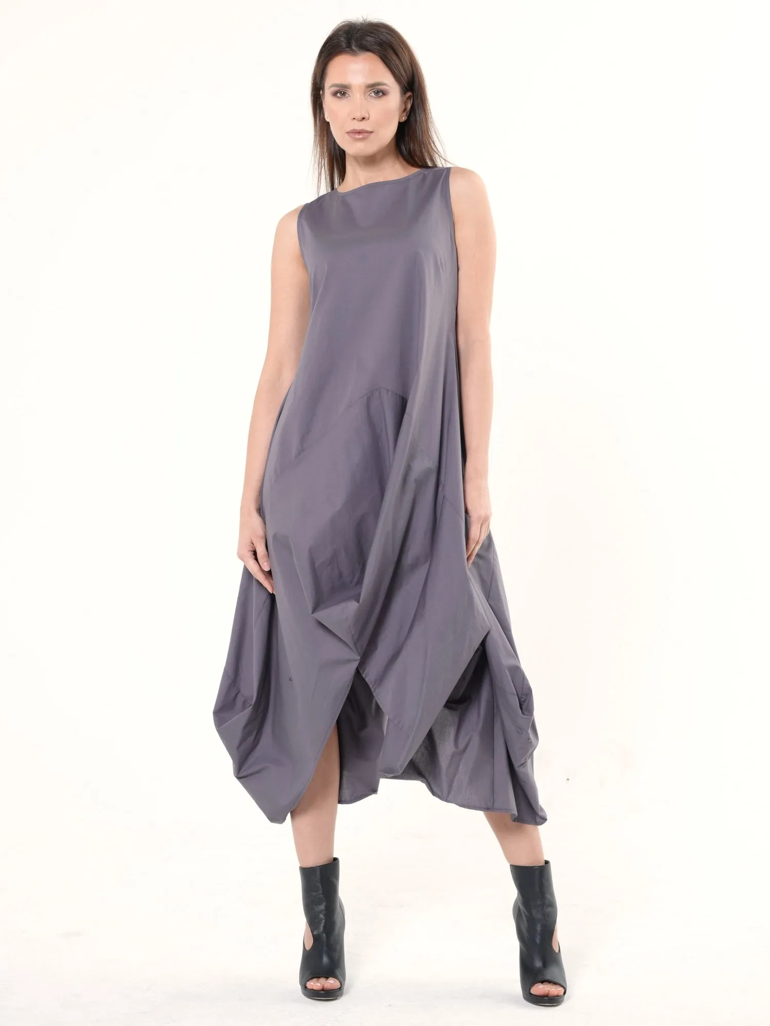 Asymmetric Sleeveless Gray Dress