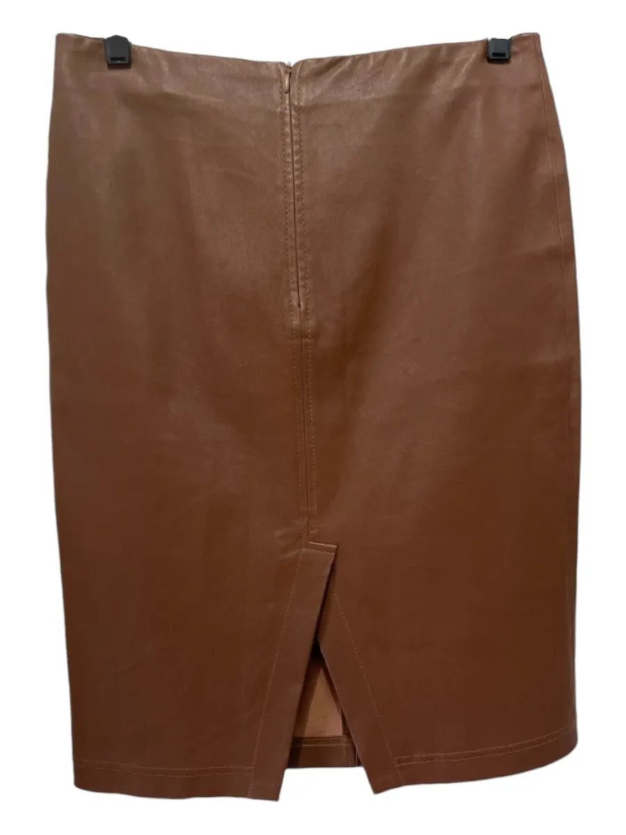 Bagatelle Size M Brown Leather pencil skirt Stretch Back Zip Knee length Skirt