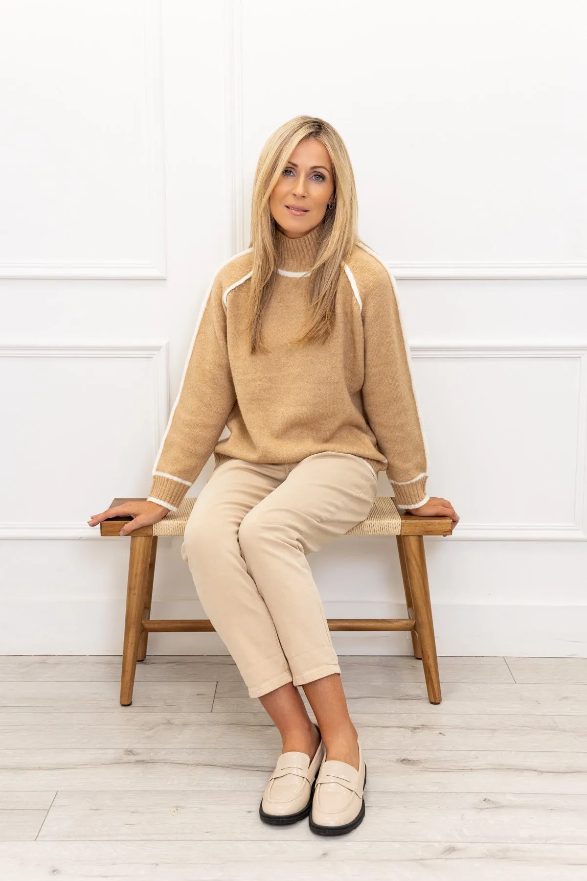 Beige Contrast Edge Jumper