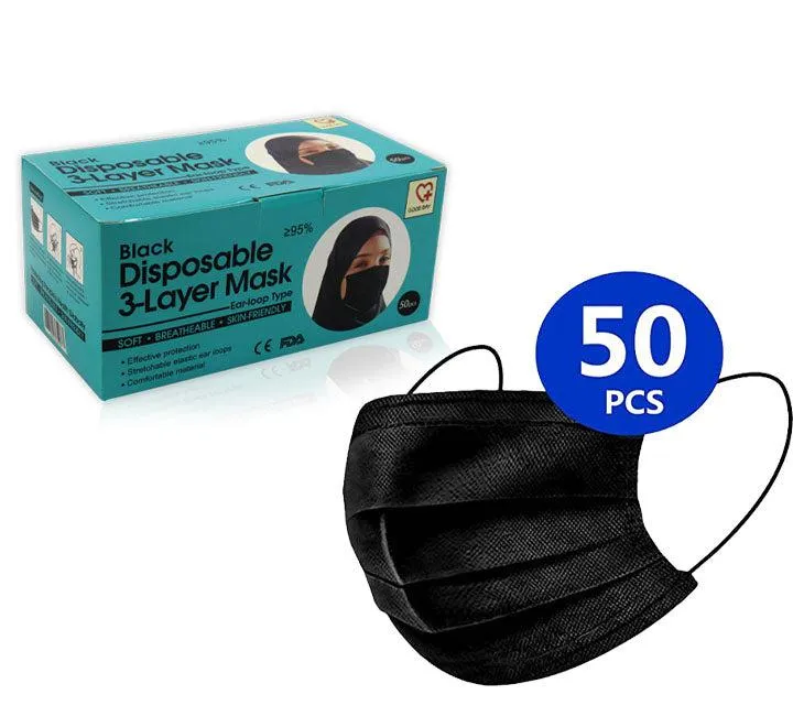 Black Disposable 3-Layer Mask