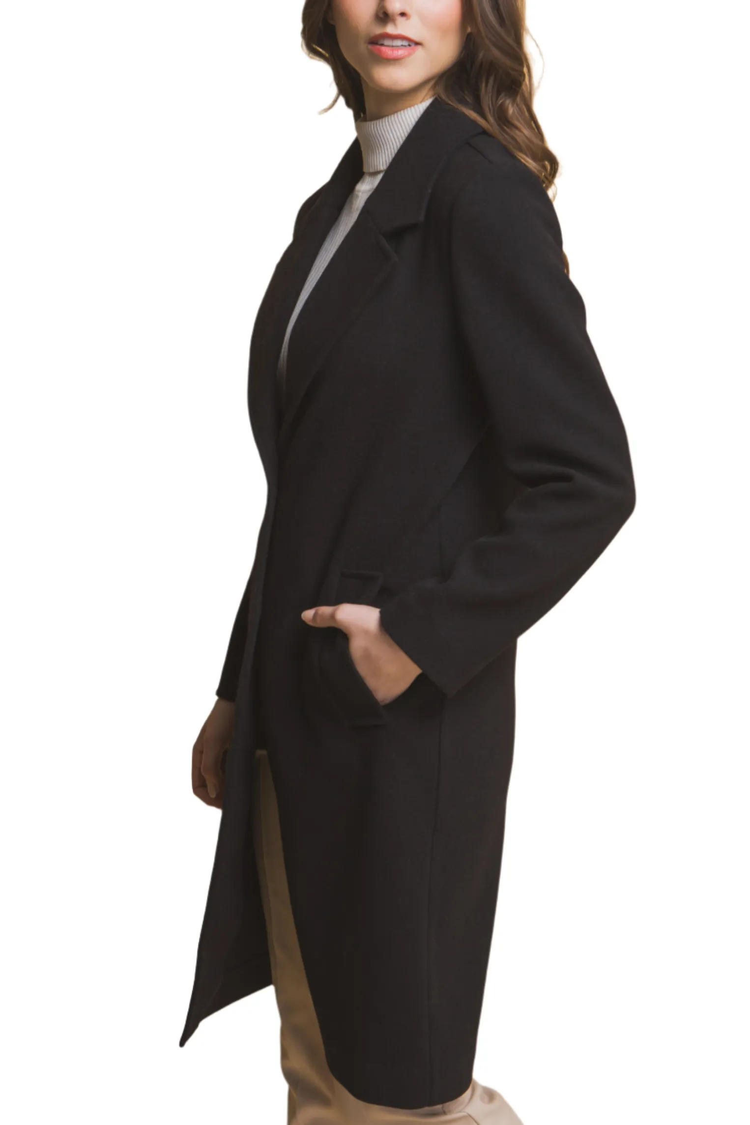 Black Notched Lapel Coat