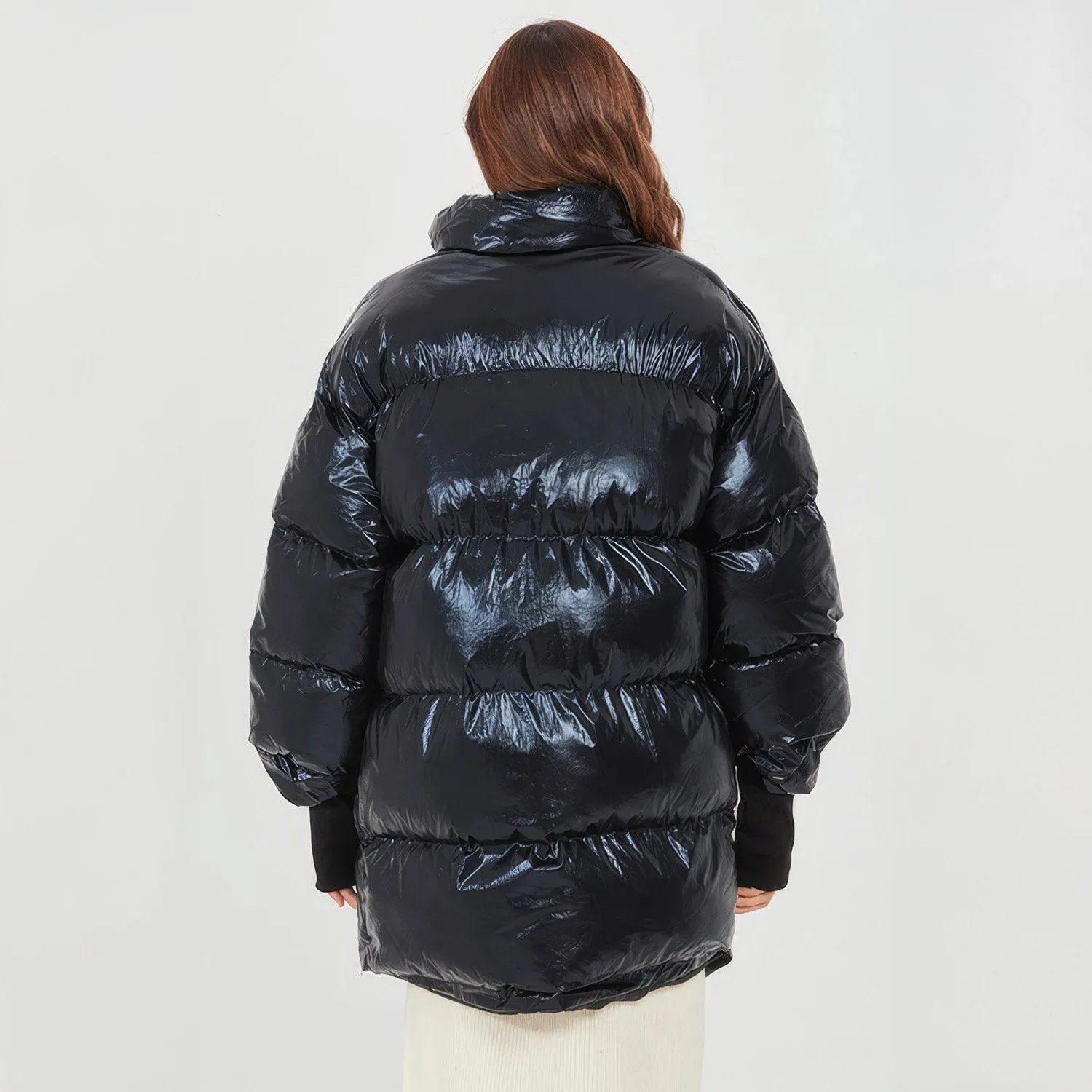 Black OVERSIZED Puffer Jacket with IRREGULAR HEM