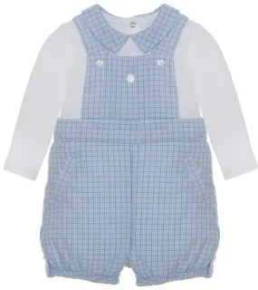 Blue Plaid Overall Set