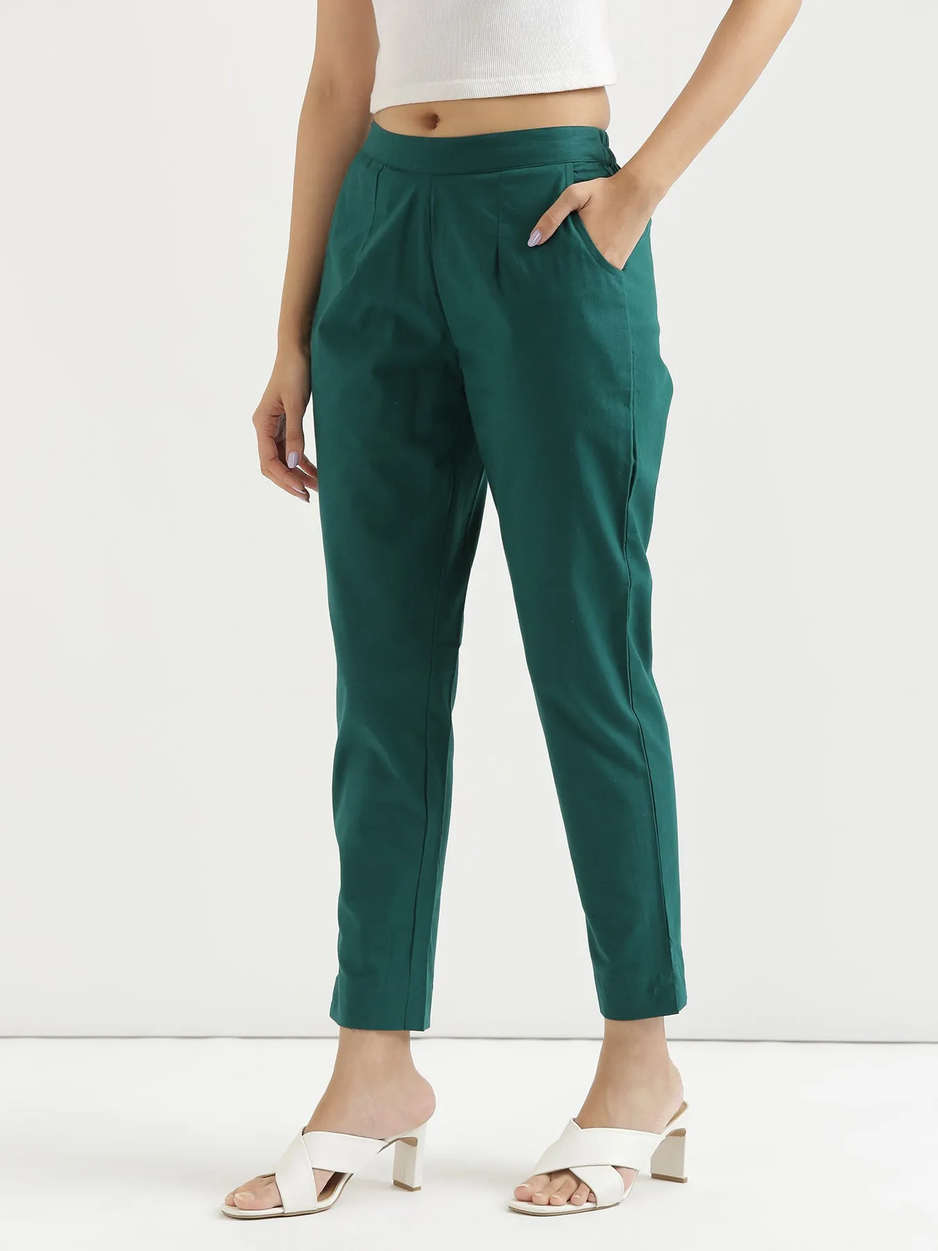 Bottle Green Cotton Pant