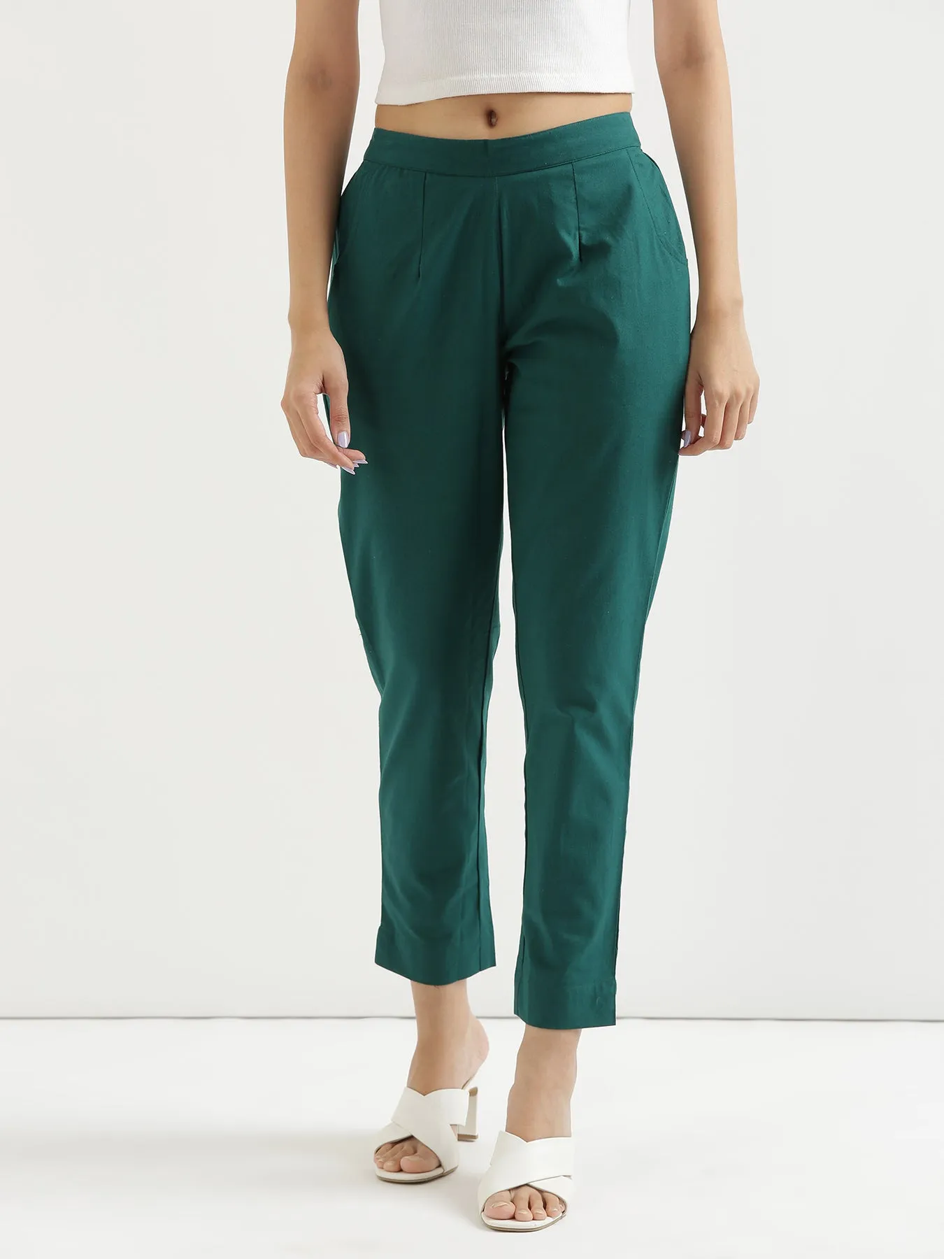 Bottle Green Cotton Pant