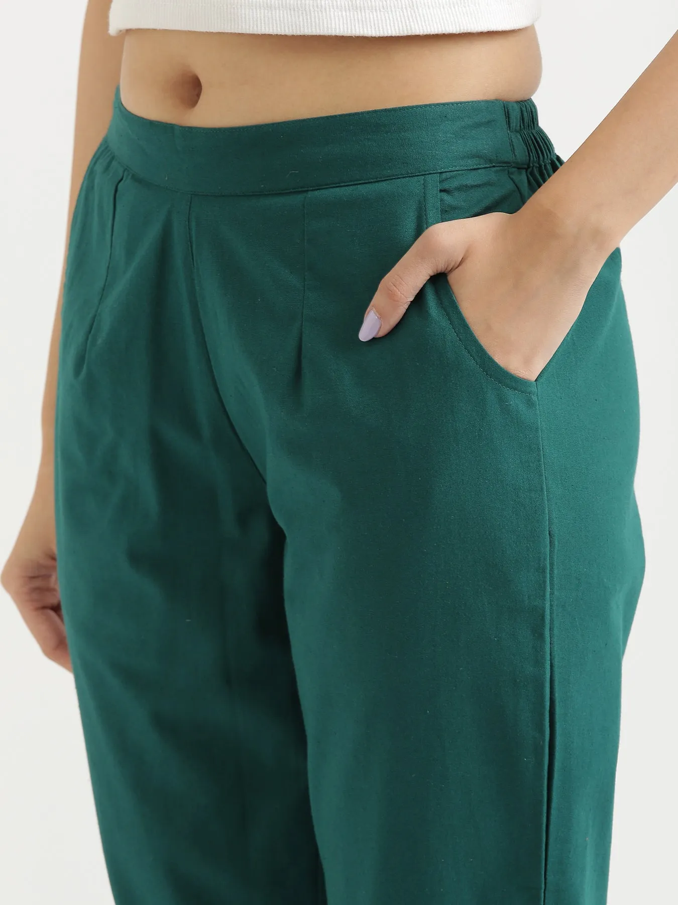 Bottle Green Cotton Pant