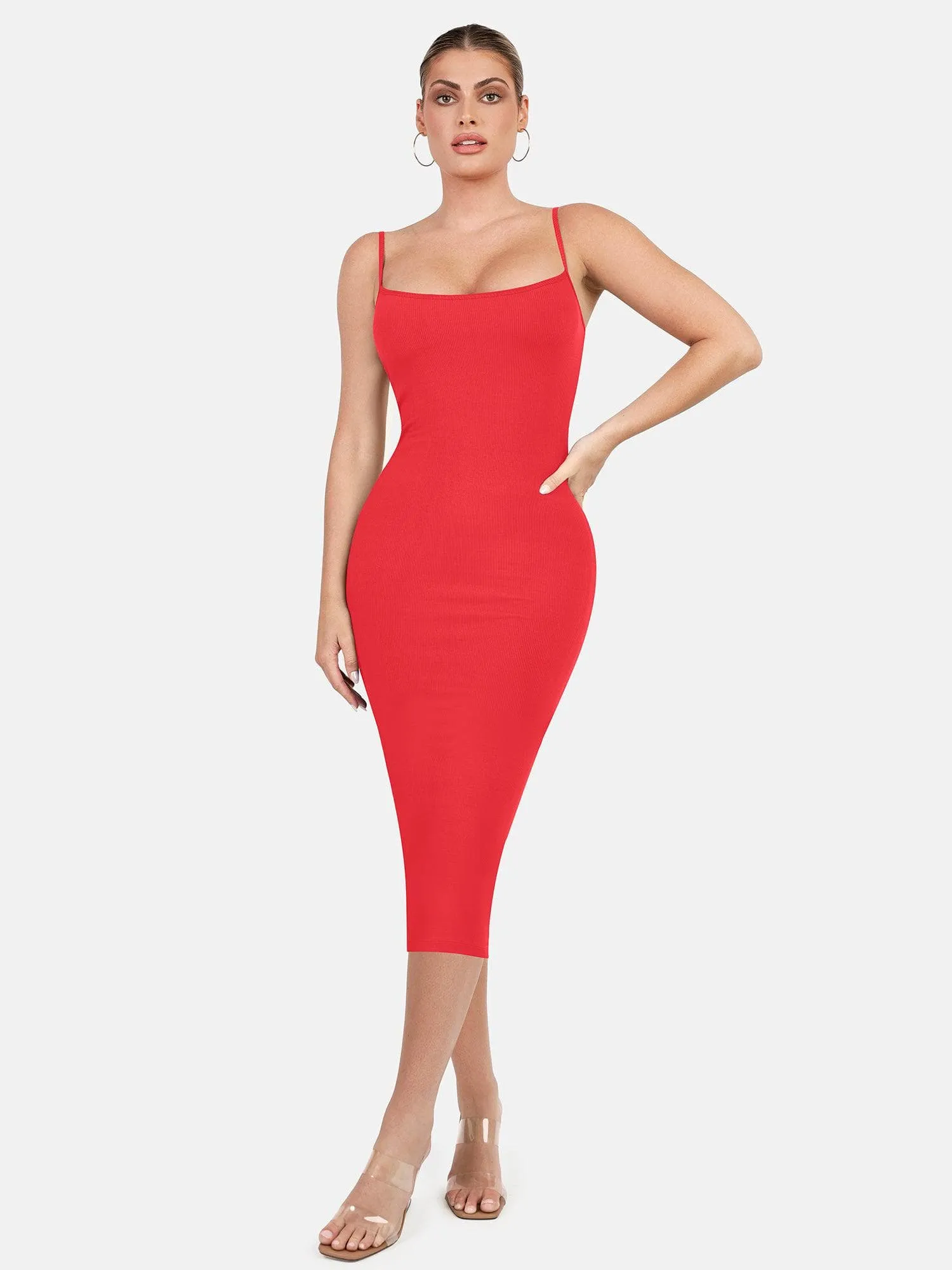 Built-In Shapewear Slip Midi Lounge Dress