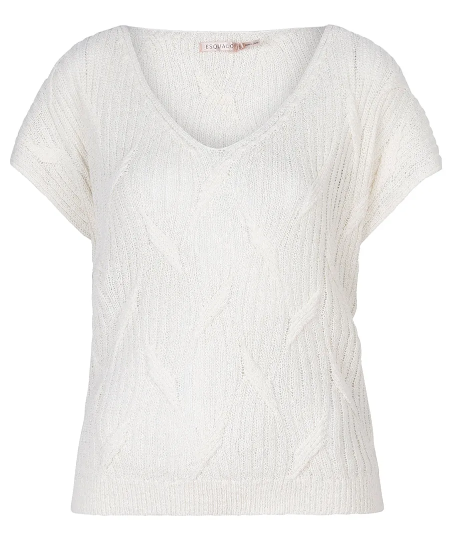 Cap Sleeve Knit V-Neck Top