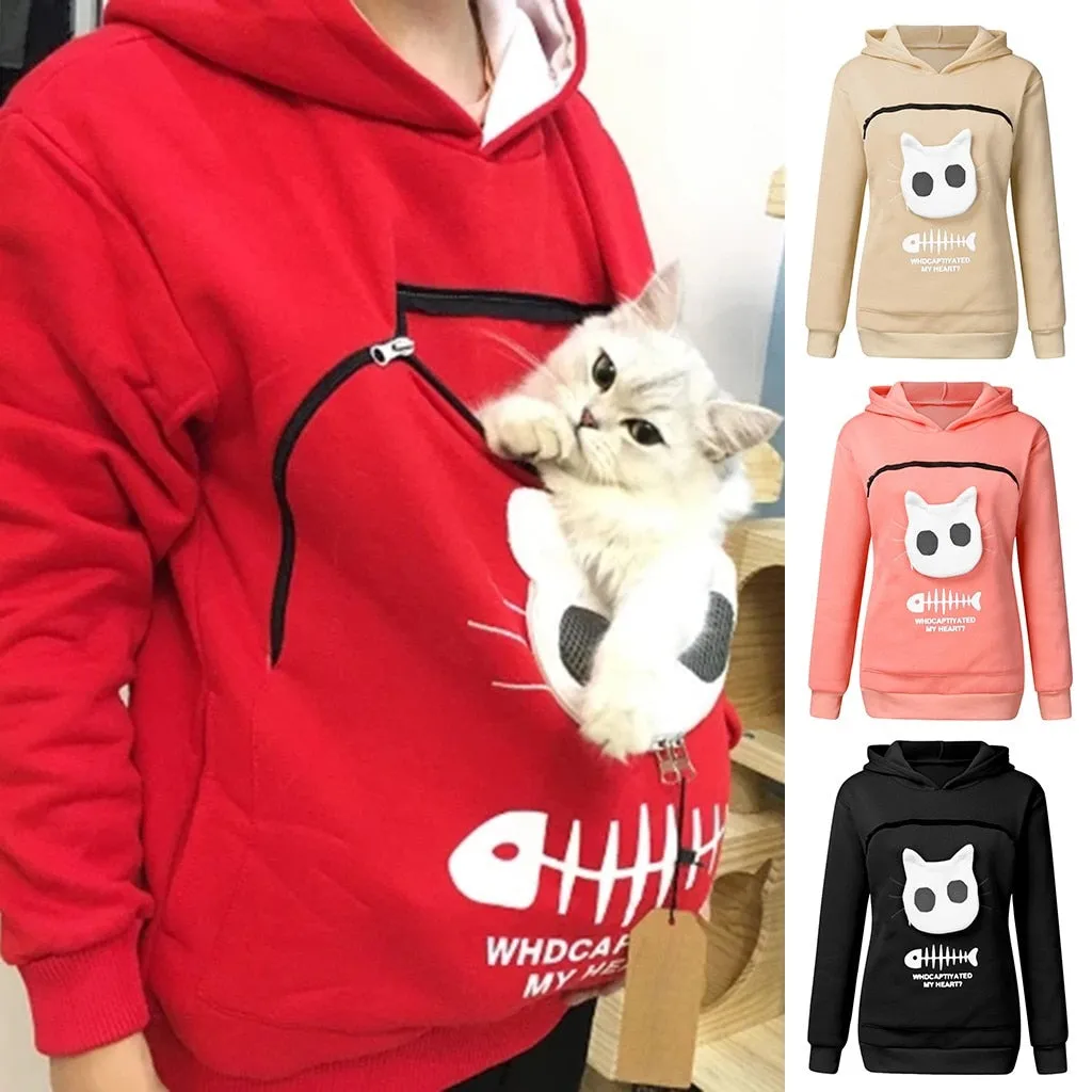 Carry Pet Pocket Sweatshirt Winter Pouch Hoodie