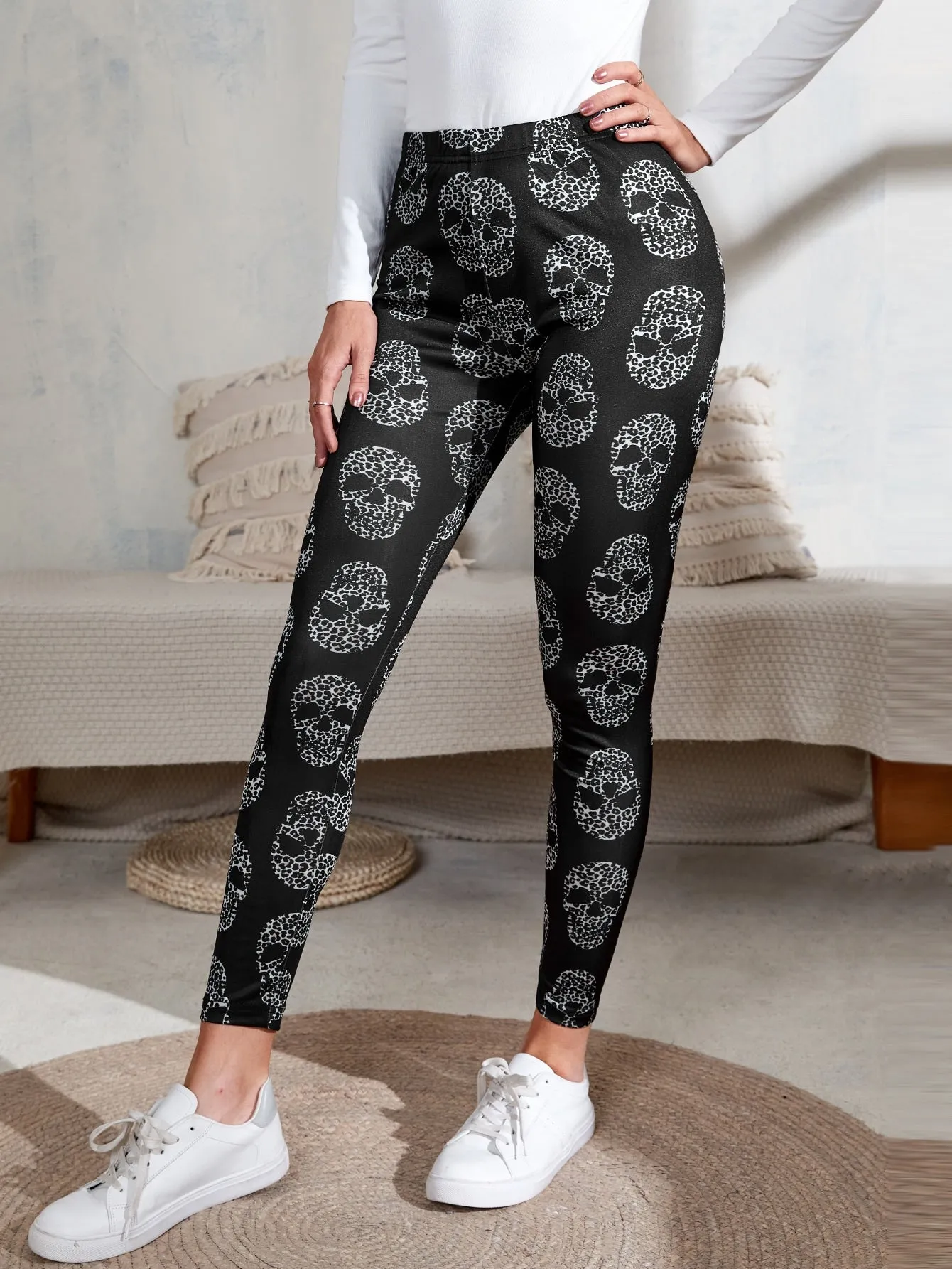 Casual Halloween Cropped Women Leggings