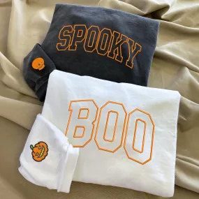 Comfort Colors® Embroidered Boo Spooky Halloween T-Shirt or Sweatshirt