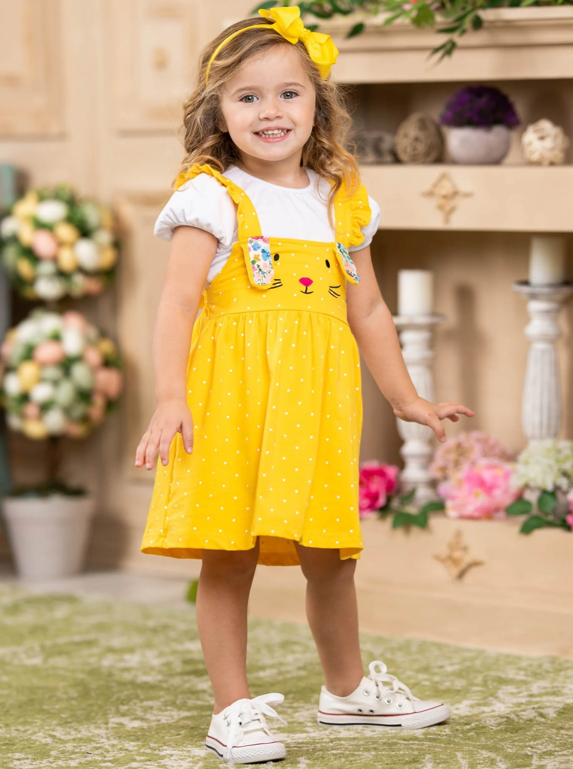 Count The Dots Overall Bunny Dress Set