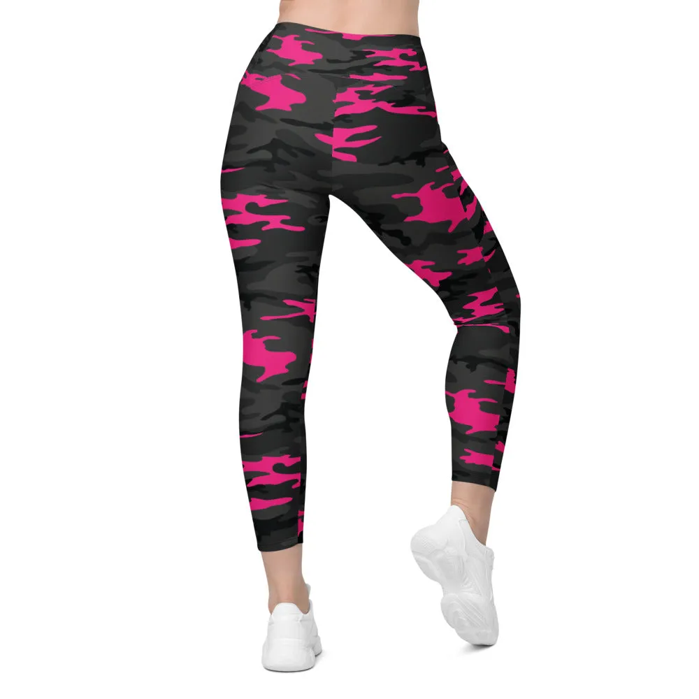 Dark Pink Camo Leggings with Pockets