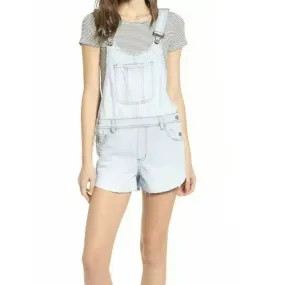 Denim Jean Shortall Overall Raw Hem, Light Blue