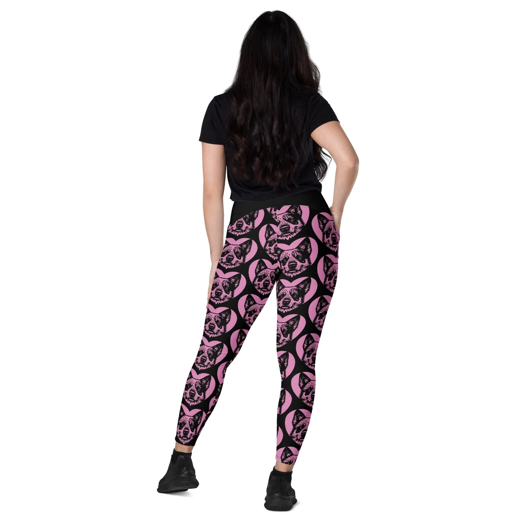 DOG BREED LEGGINGS with pockets - AUSTRALIAN CATTLE DOG - HERTTAHOUND - pink