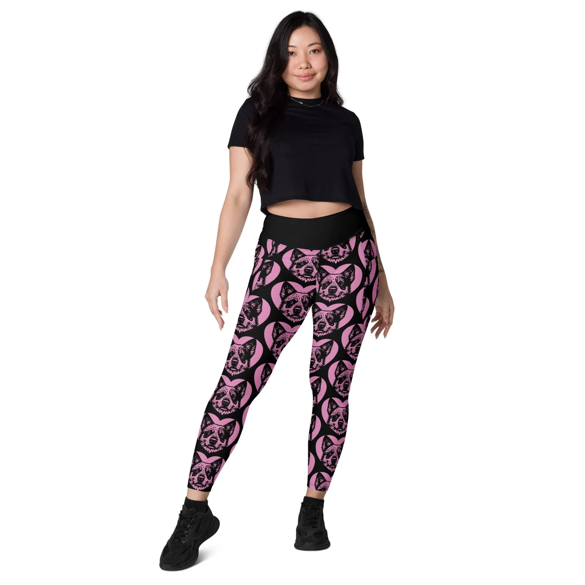 DOG BREED LEGGINGS with pockets - AUSTRALIAN CATTLE DOG - HERTTAHOUND - pink