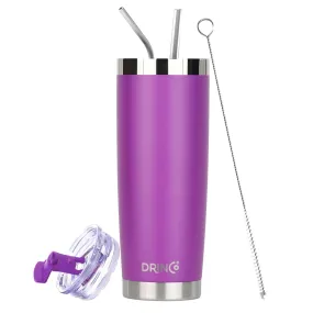 DRINCO®  20oz Insulated Tumbler w/Spill Proof Lid, 2 Straws(Purple)