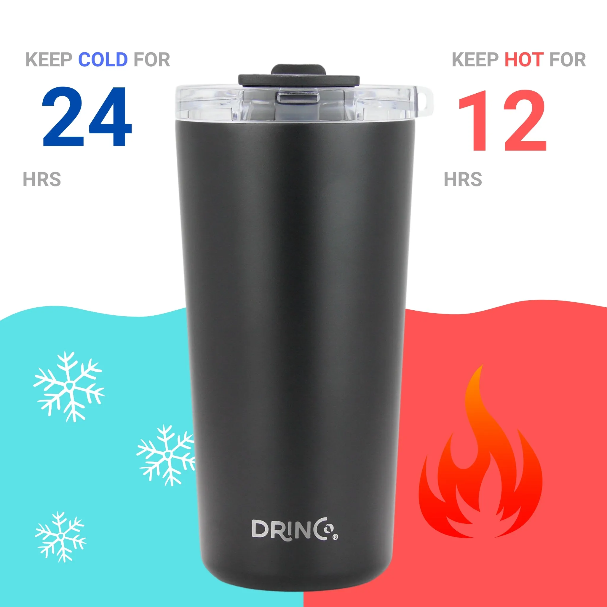 DRINCO®  Seattle 20oz Leakproof Tumbler with Straw - Black