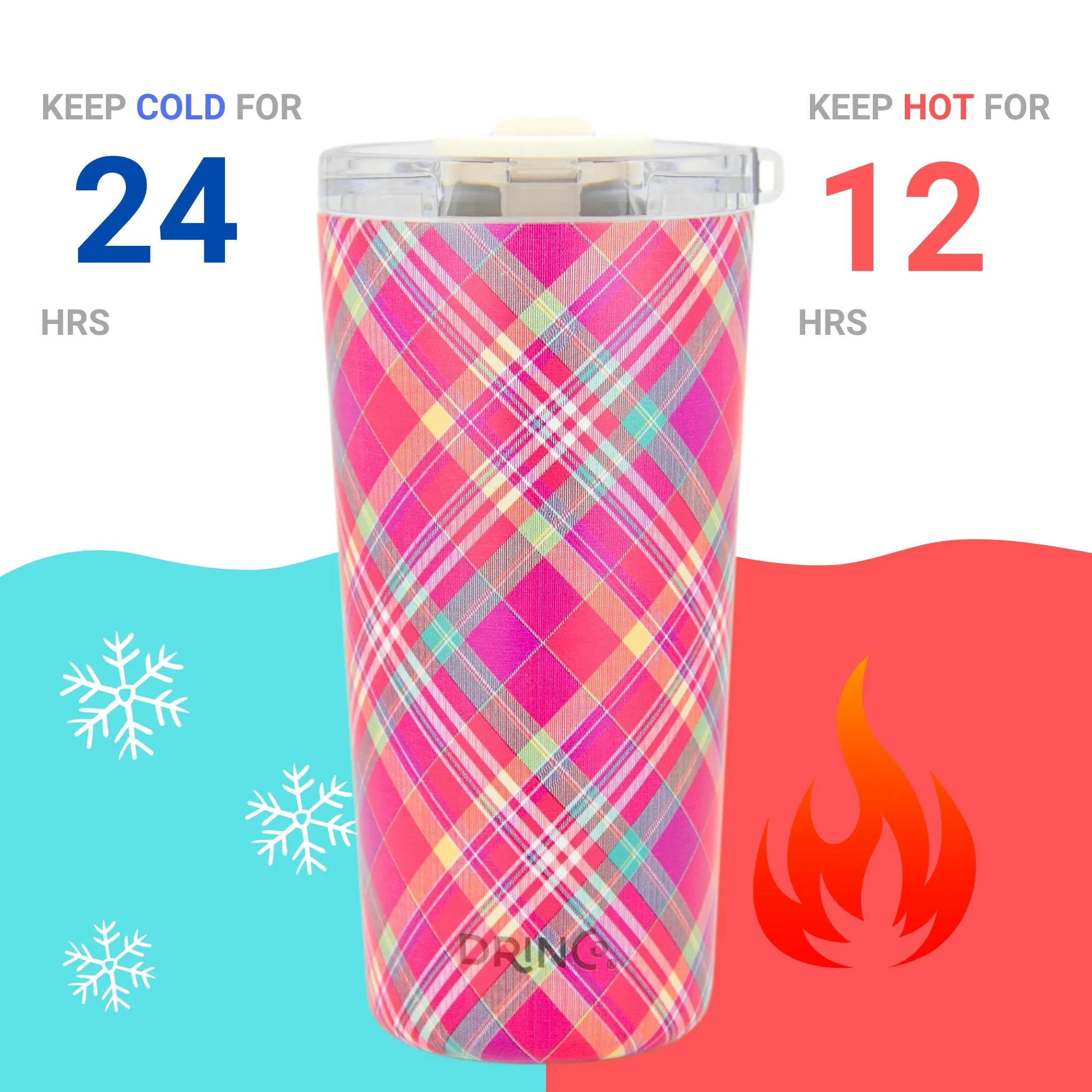 DRINCO®  Seattle 20oz Leakproof Tumbler with Straw - Madras Plaid