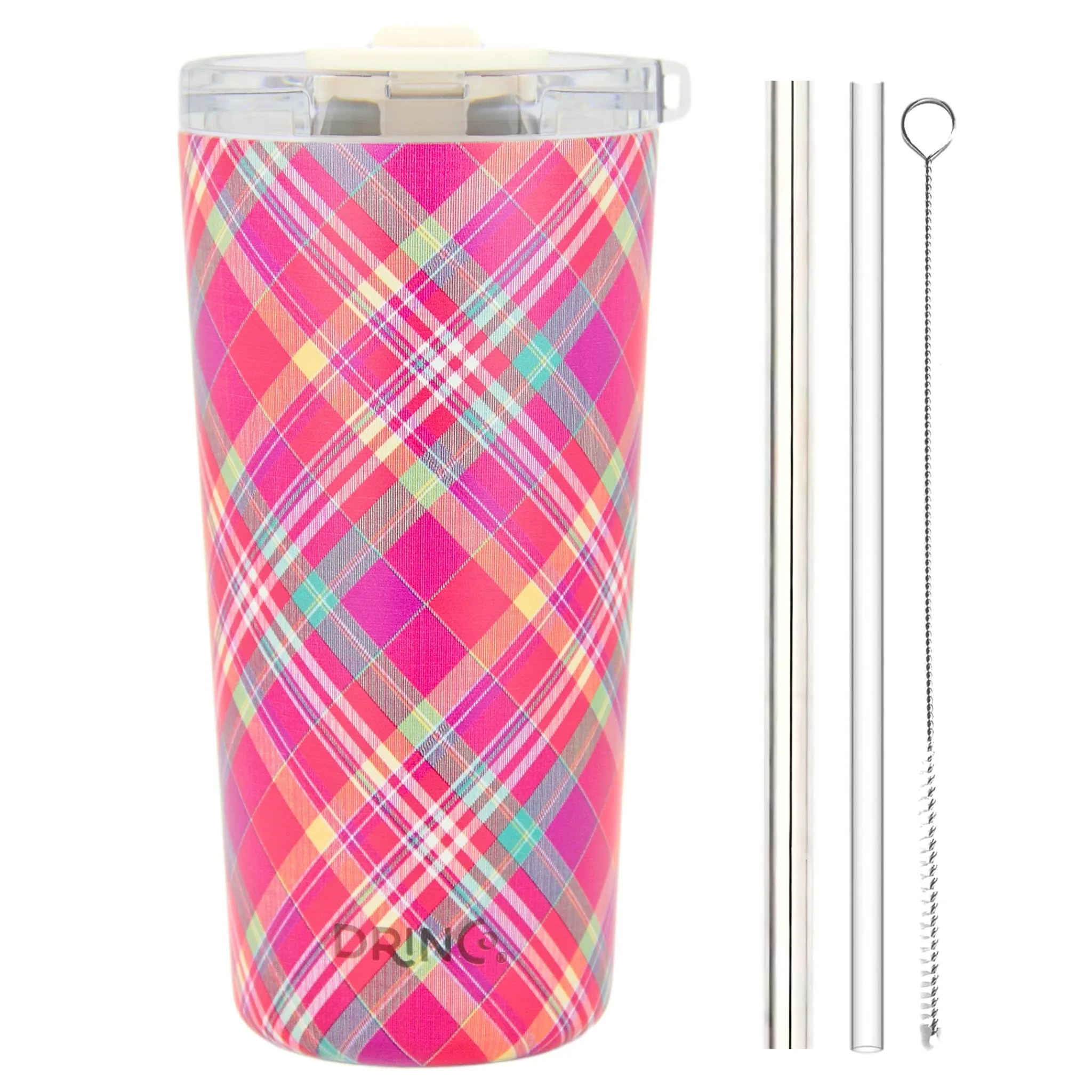 DRINCO®  Seattle 20oz Leakproof Tumbler with Straw - Madras Plaid