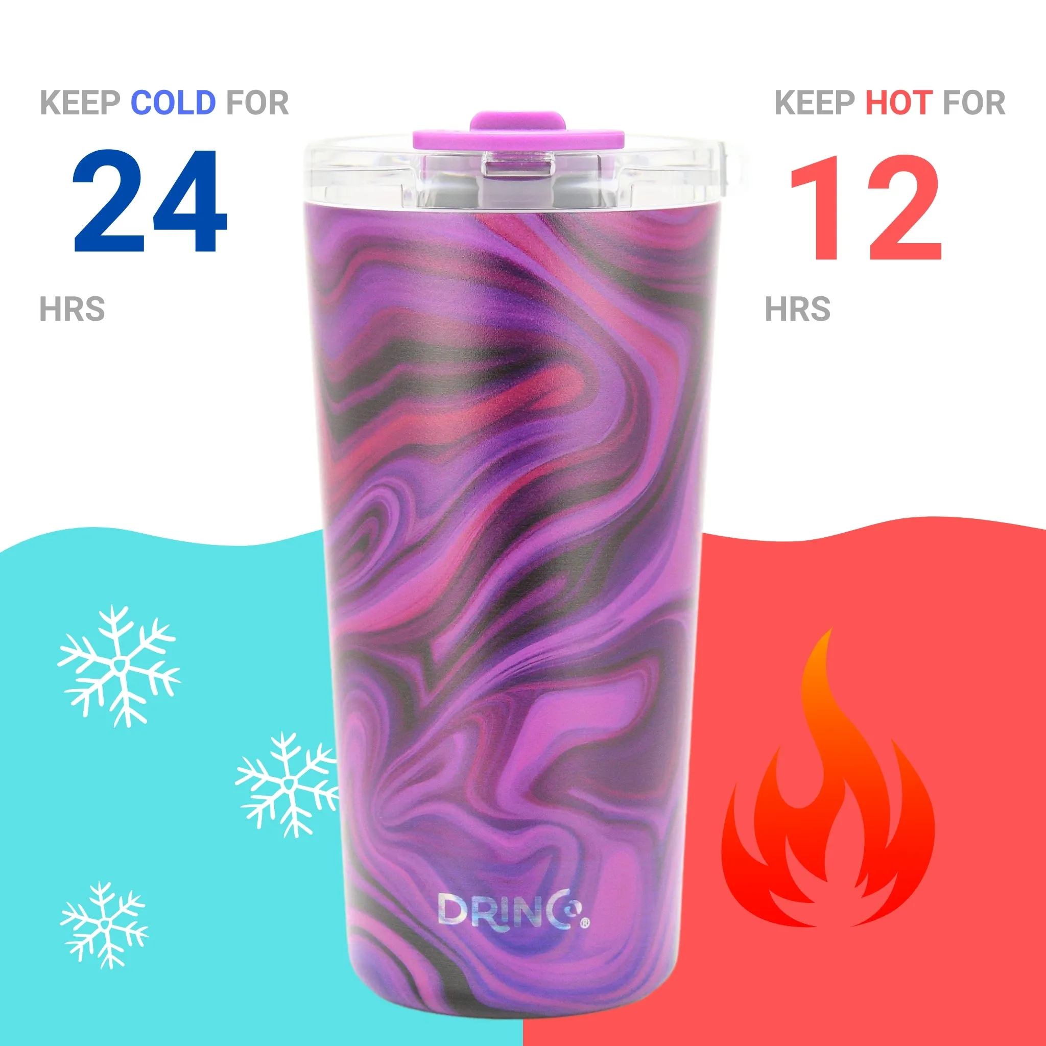 DRINCO®  Seattle 20oz Leakproof Tumbler with Straw - Purple Swirl