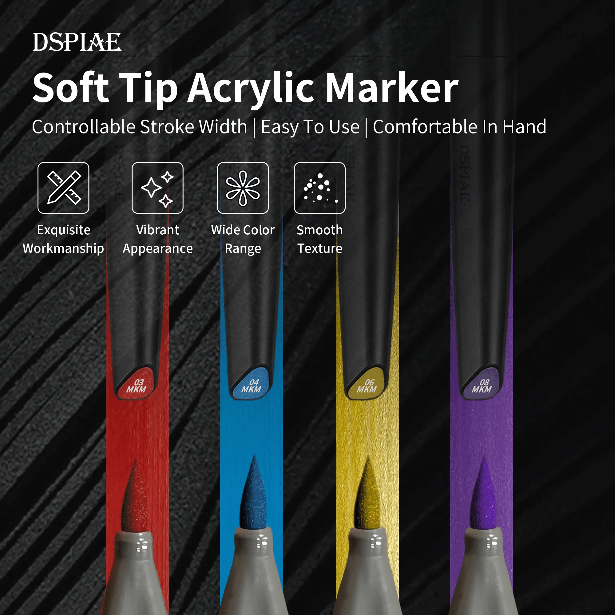 DSPIAE Soft Tip Marker Metallic Black MKM-01