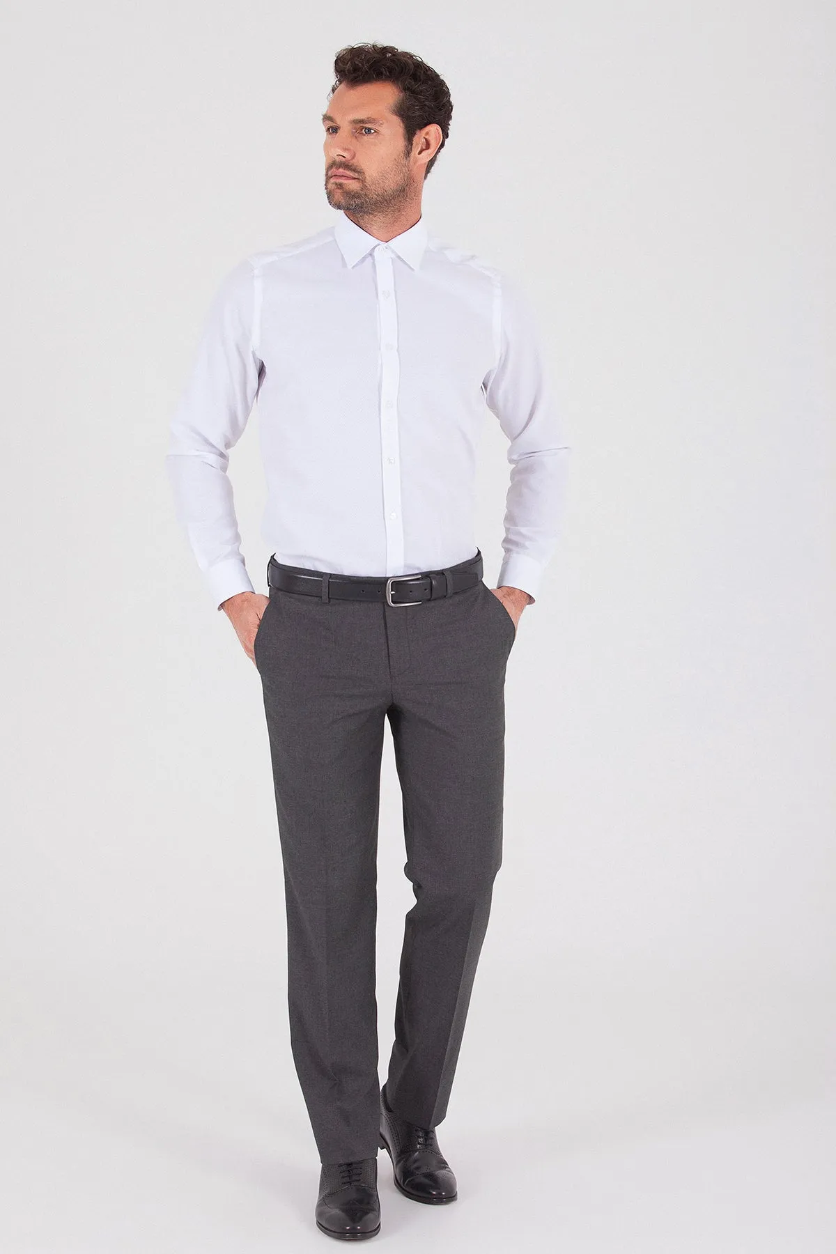 Dynamic Fit Side Pocket Low Waist Wool Dark Gray Dress Pants