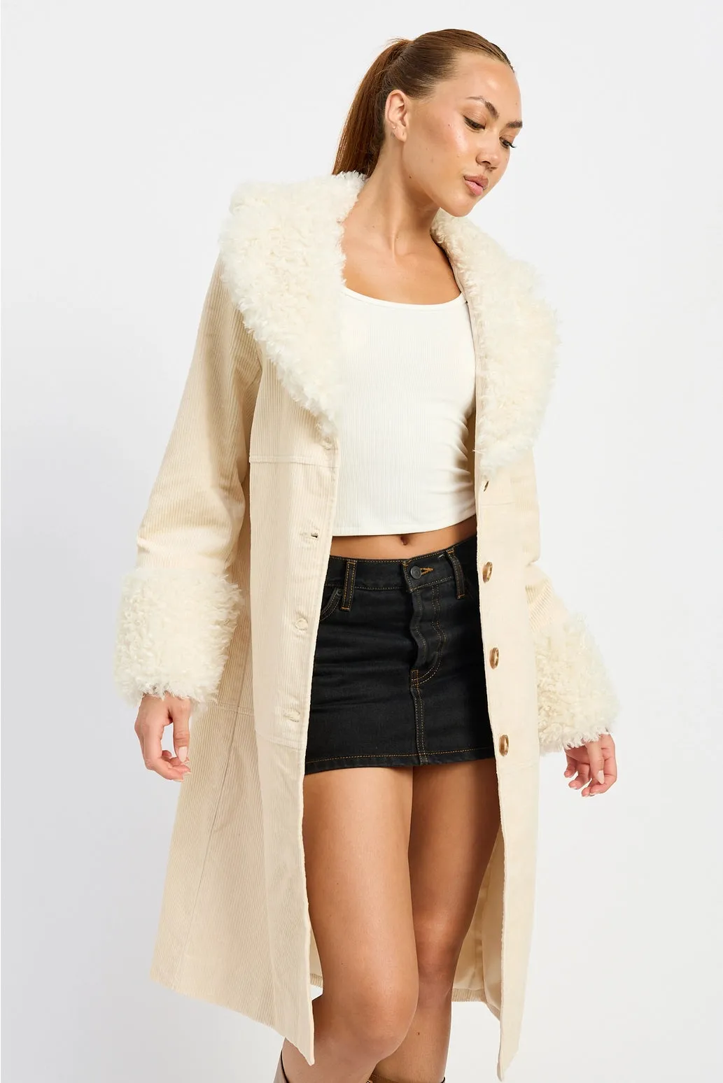 Ellis Fur Midi Trench