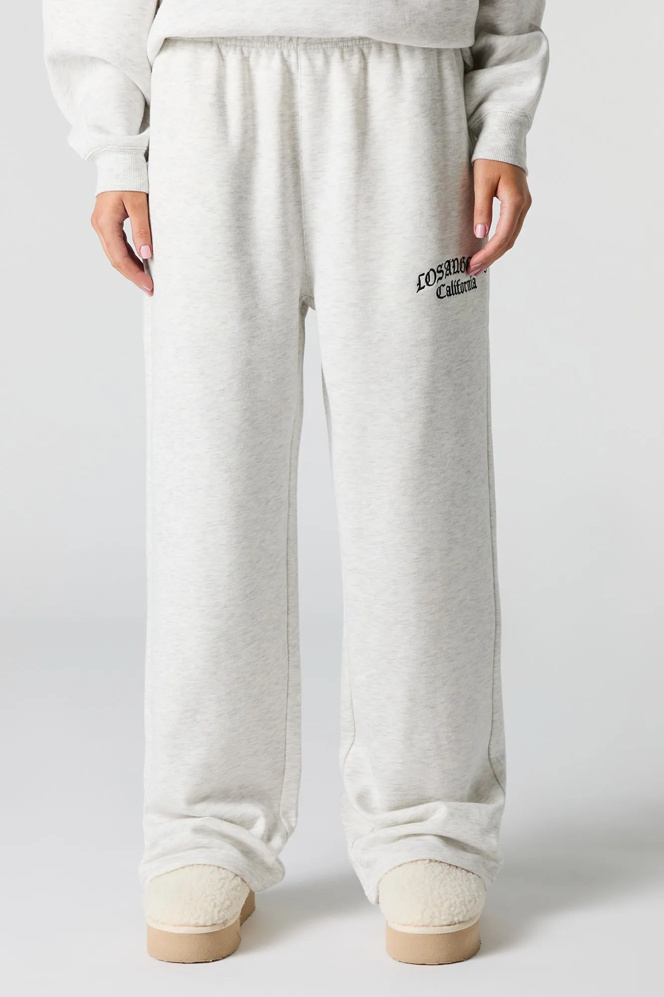 Embroidered Destination Wide Leg Sweatpant