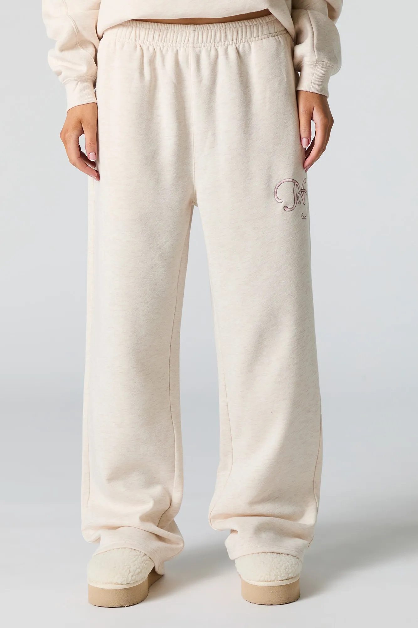 Embroidered Destination Wide Leg Sweatpant