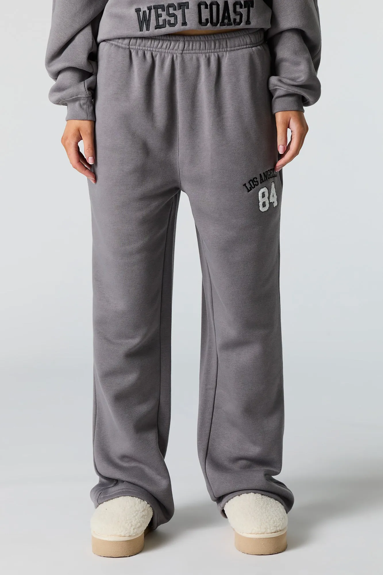 Embroidered Destination Wide Leg Sweatpant