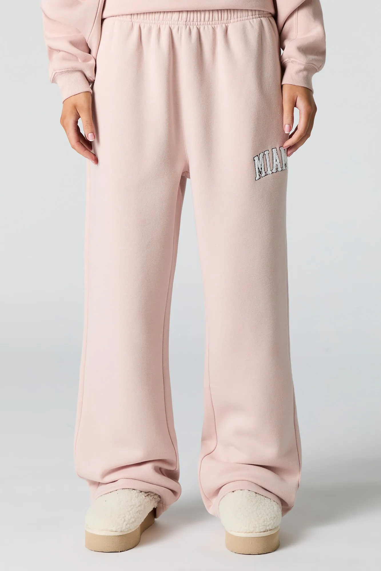 Embroidered Destination Wide Leg Sweatpant