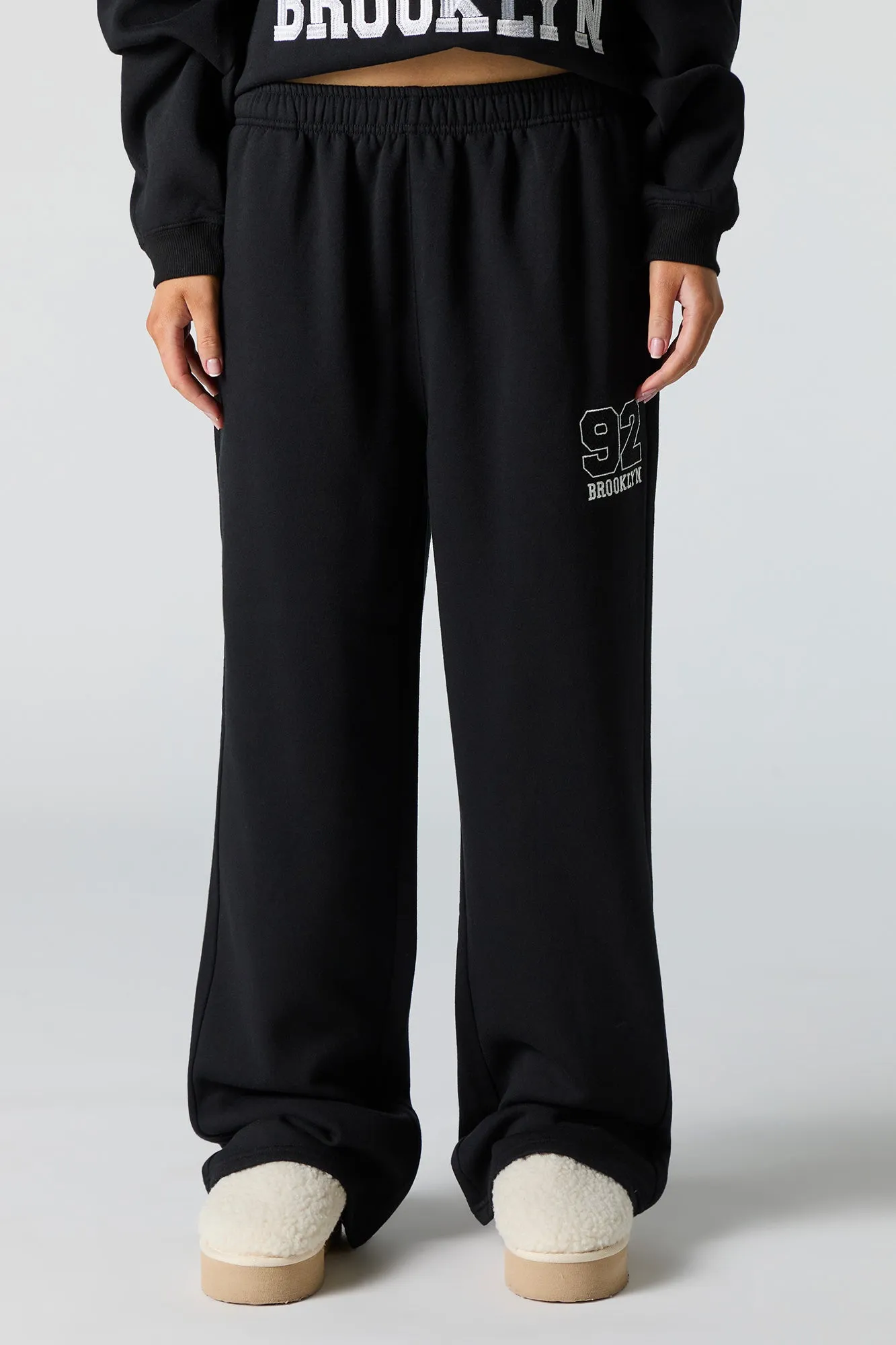 Embroidered Destination Wide Leg Sweatpant