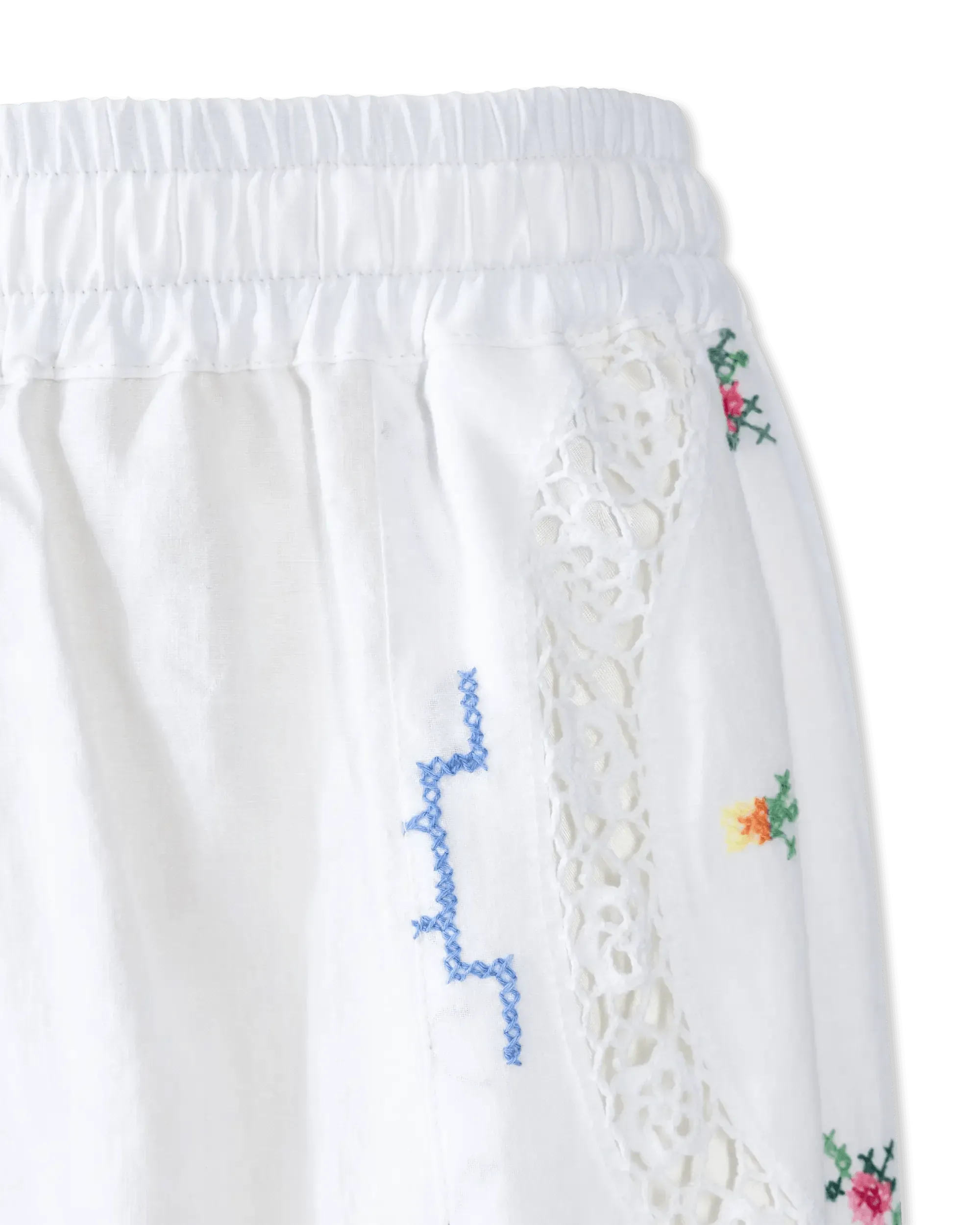 Embroidered Linen Pants