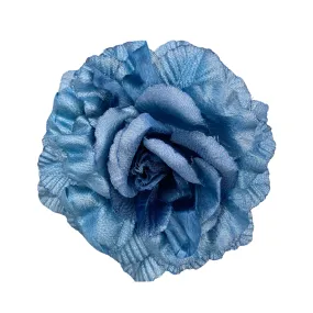 Fabric Flower Brooch Pin Large Blue