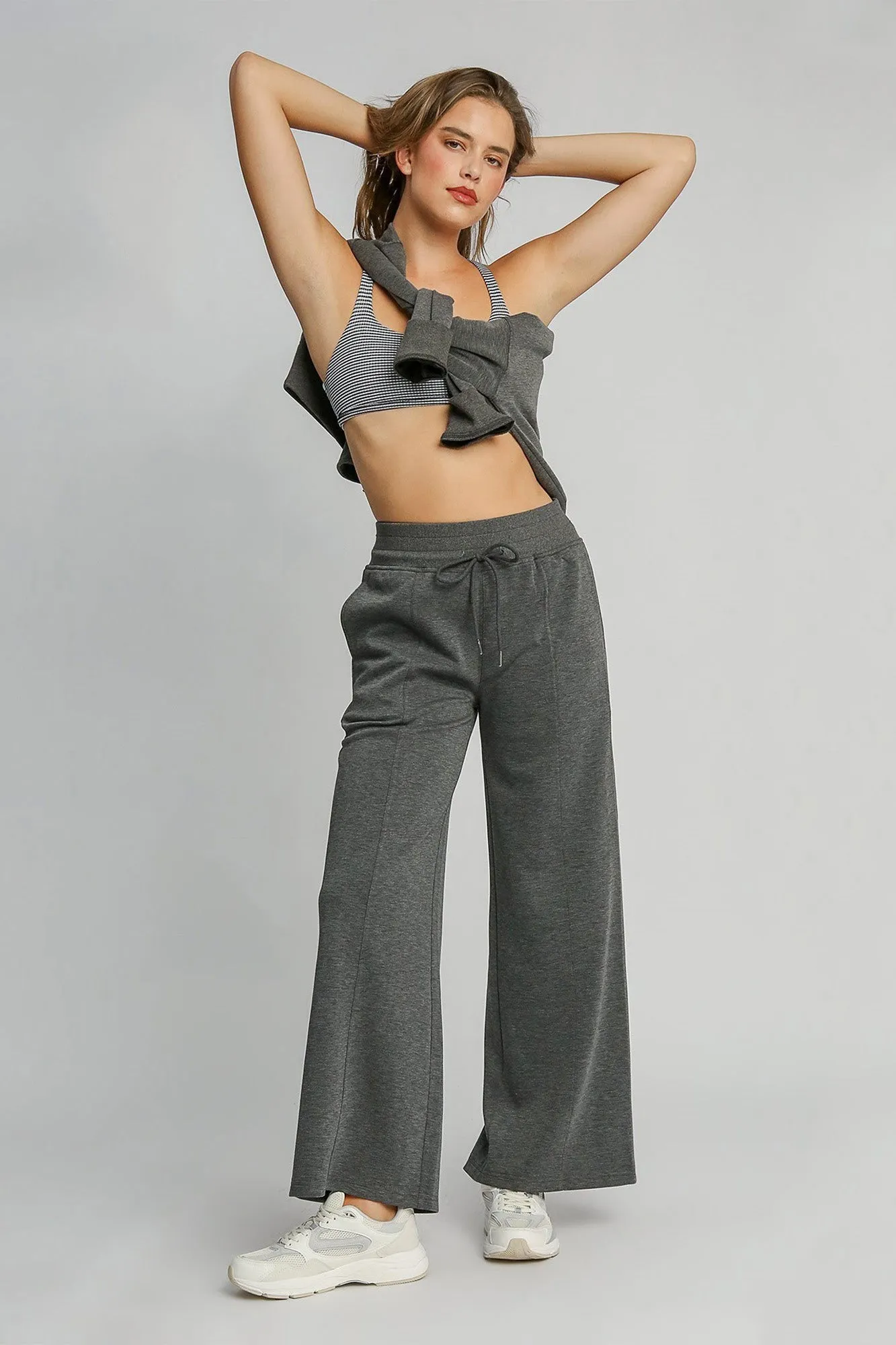 Full Size Drawstring Wide Leg Pants with Pockets